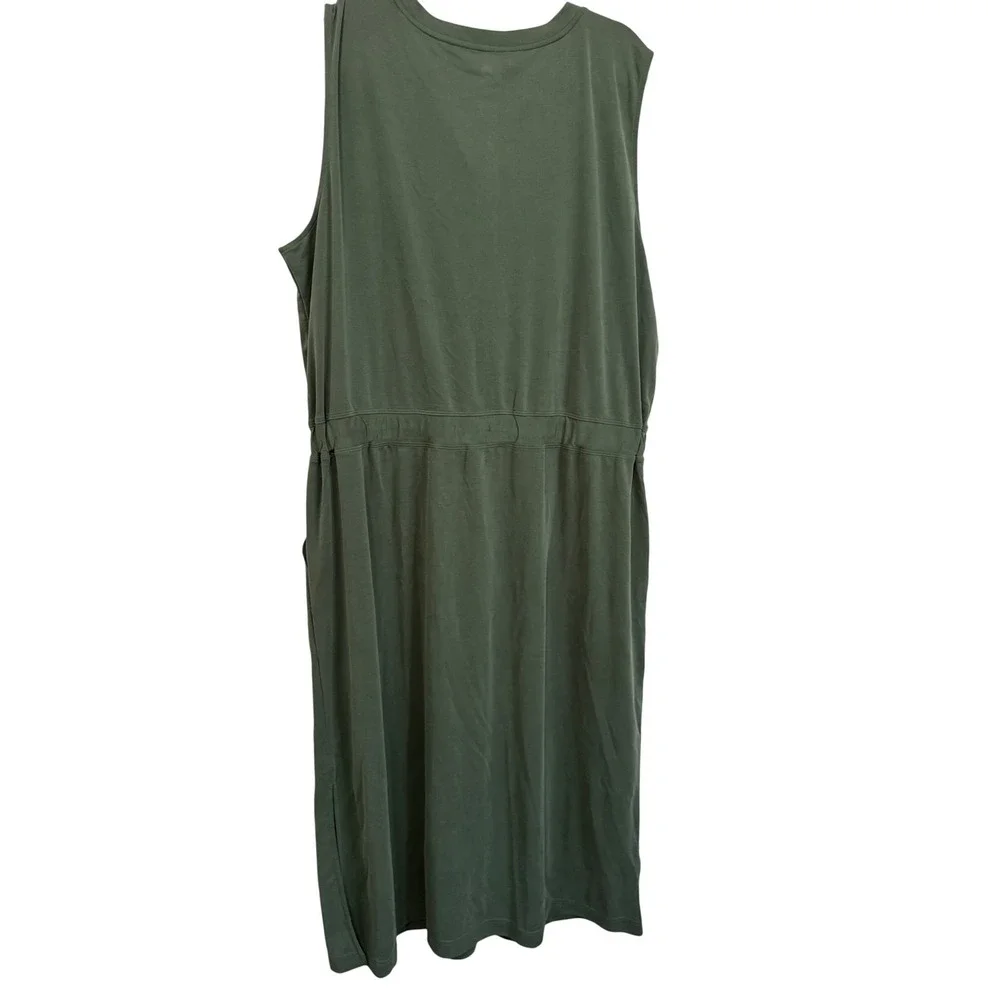 NWT Lou and Grey Olive Green Sleeveless Drawstring Waist Dress‎ Utility Pockets